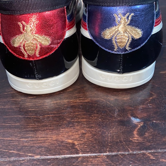 GUCCI
Patent Calfskin Web Falacer Sneakers Gucci Men size 6 Black - Picture 3 of 13